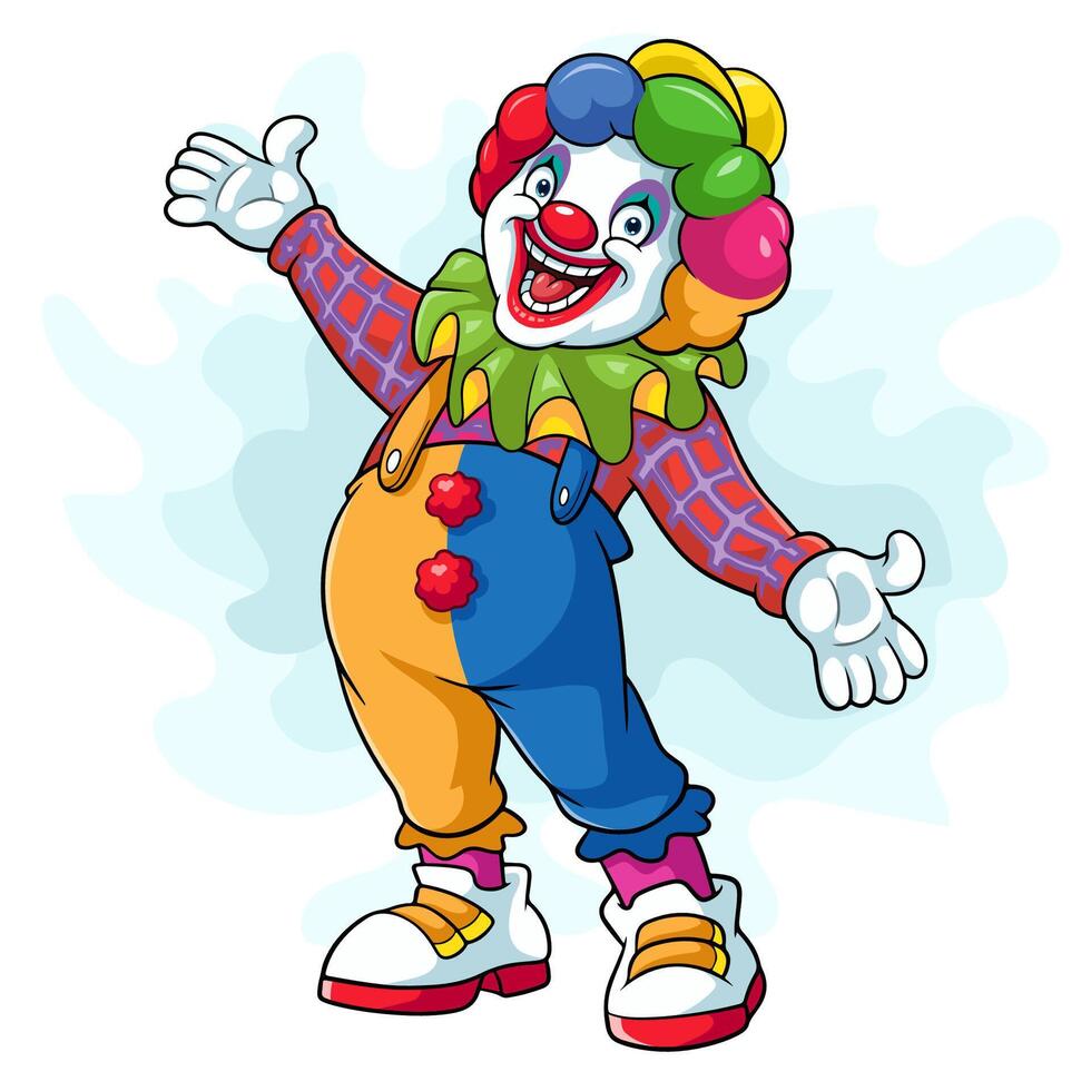cartone animato clown agitando mano isolato su bianca sfondo vettore