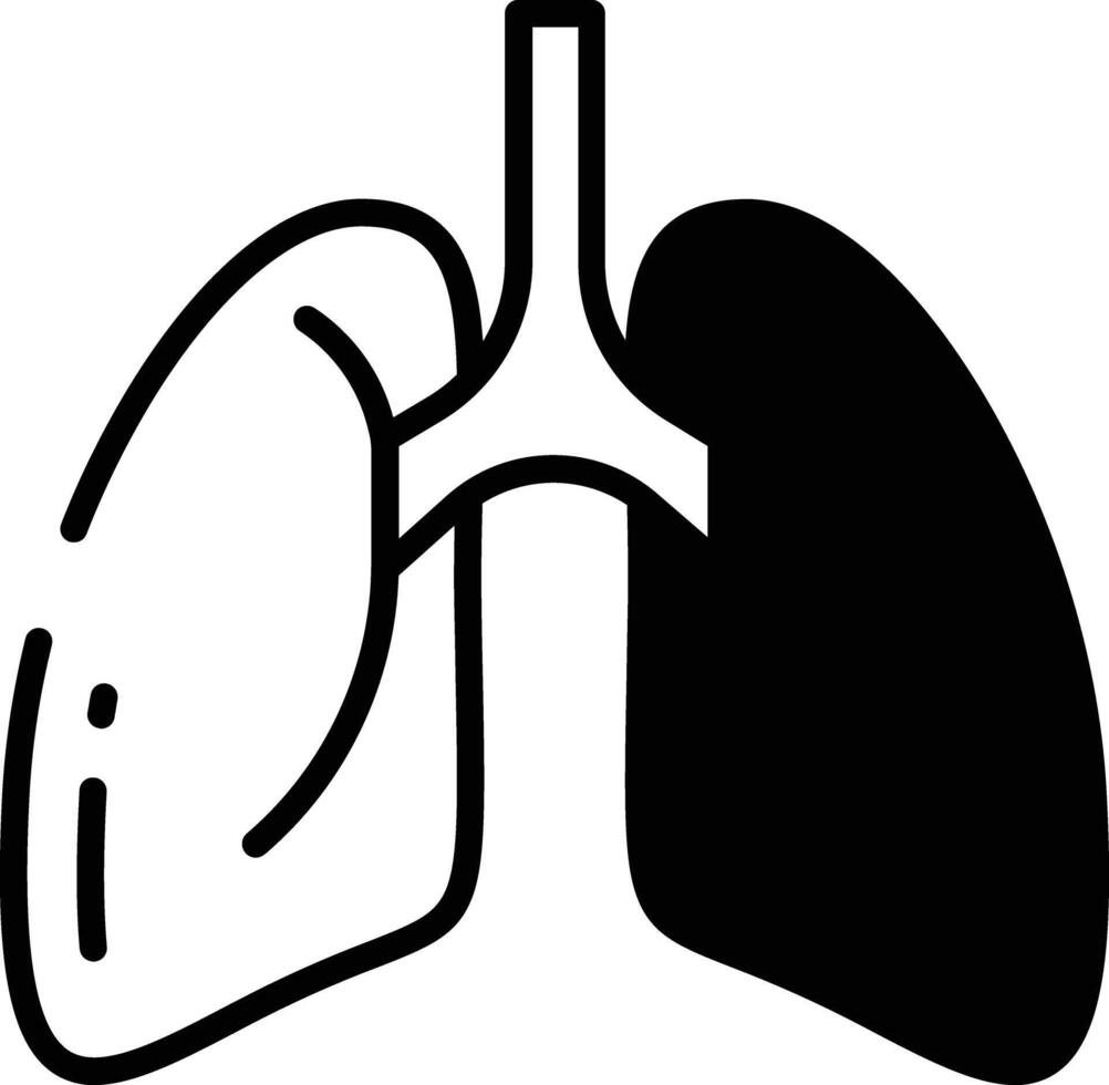 umano polmoni glifo e linea vettore illustrazione