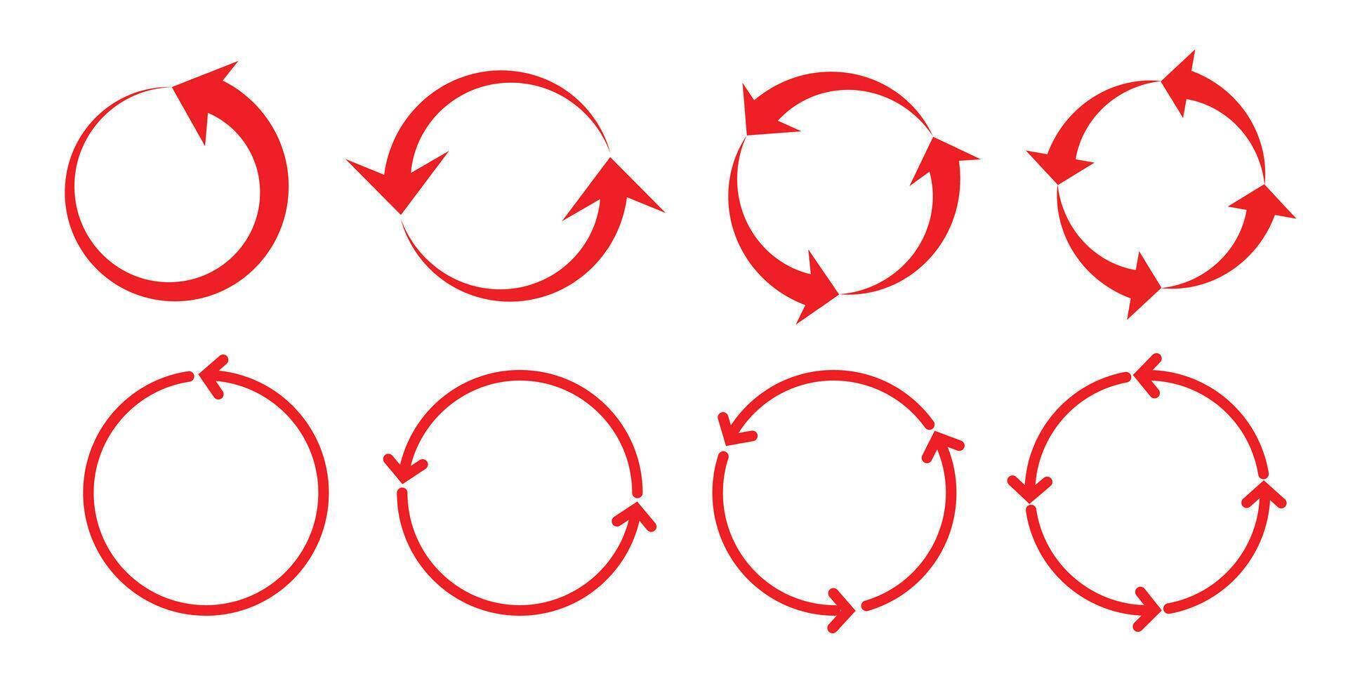 rotazione circolare freccia rosso colore vettore per sfondo design.