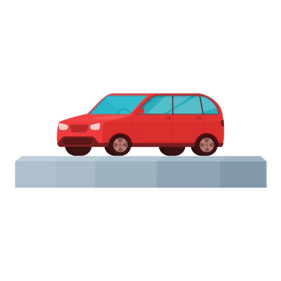 rosso nuovo auto icona cartone animato vettore. auto negozio vettore