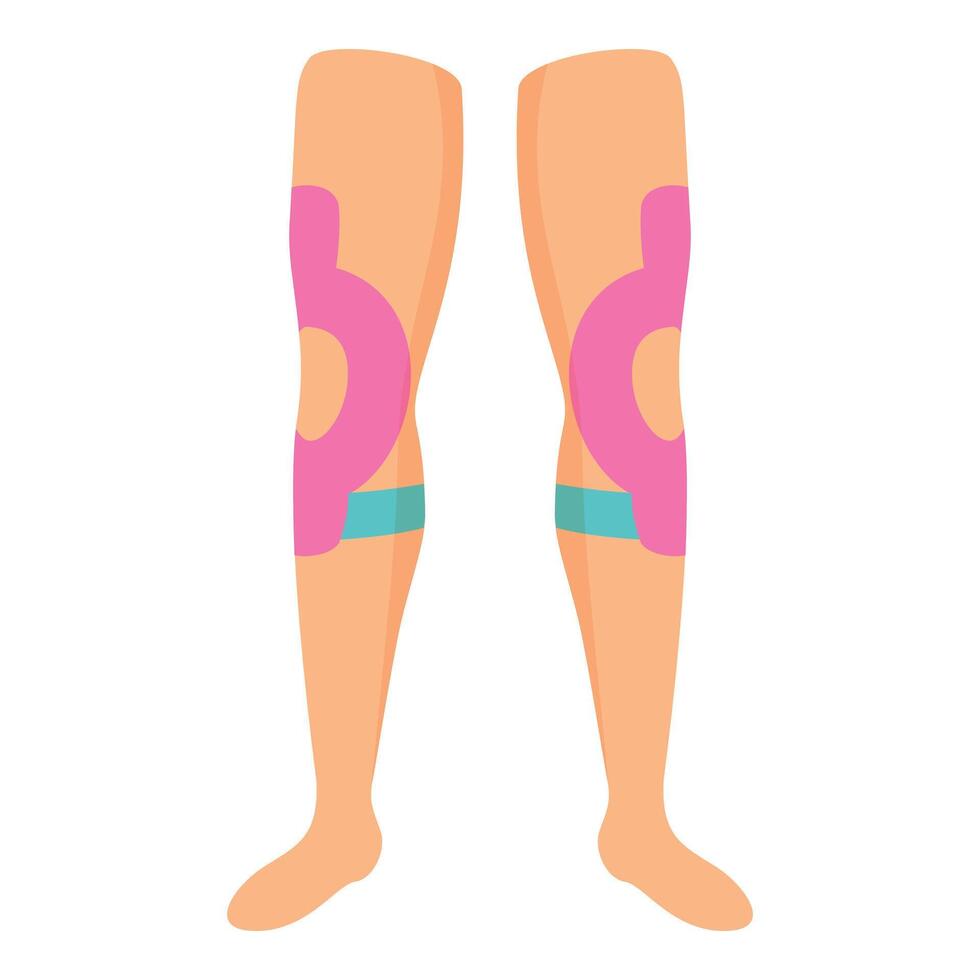 ginocchia kinesio nastro icona cartone animato vettore. medicina corpo vettore