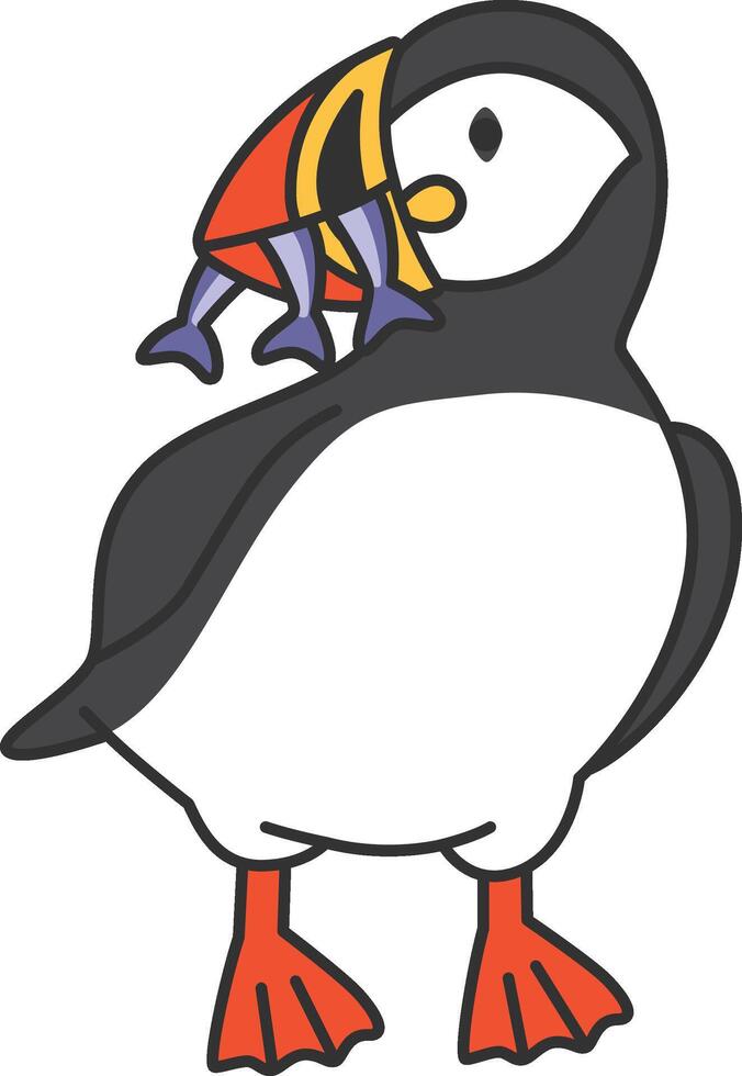 pulcinella di mare. carino cartone animato pinguino. vettore illustrazione.