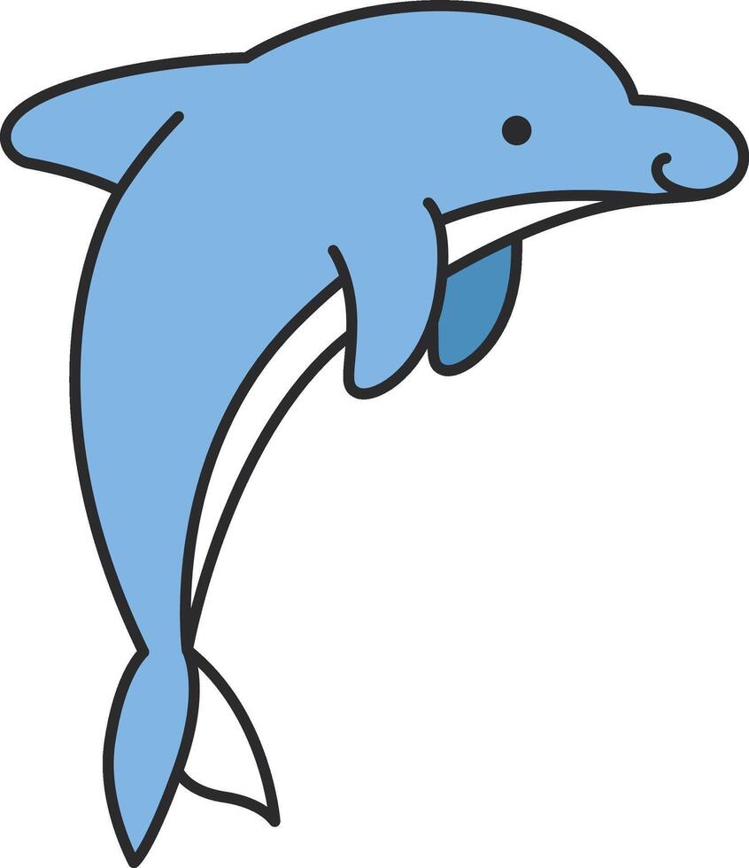 carino cartone animato delfino. vettore illustrazione su bianca sfondo. isolato.