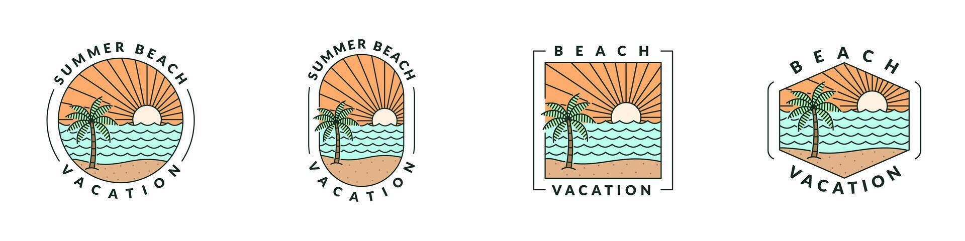 illustrazione di spiaggia monoline o linea arte stile vettore