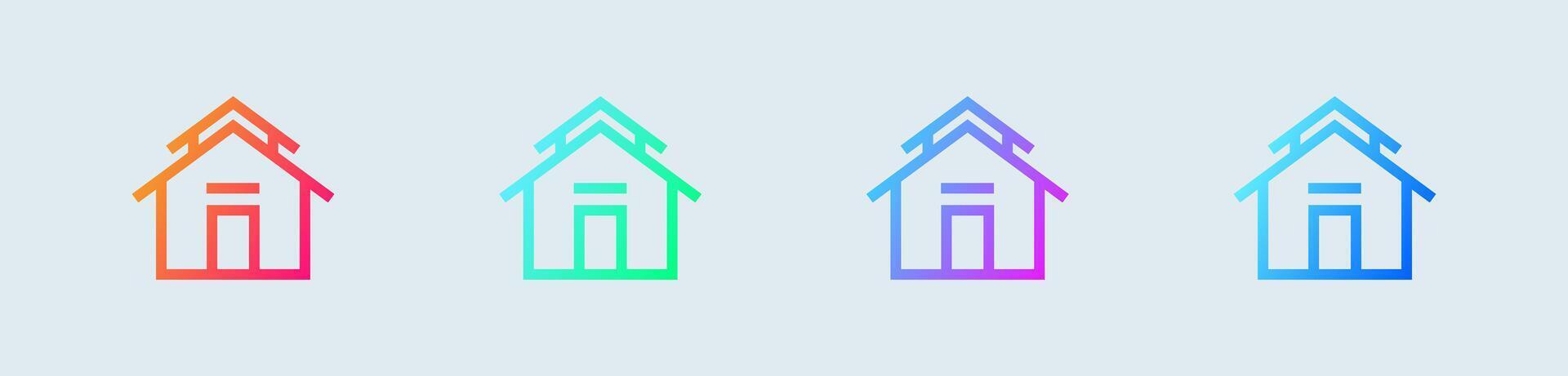 casa pulsante linea icona nel pendenza colori. Casa segni vettore illustrazione.