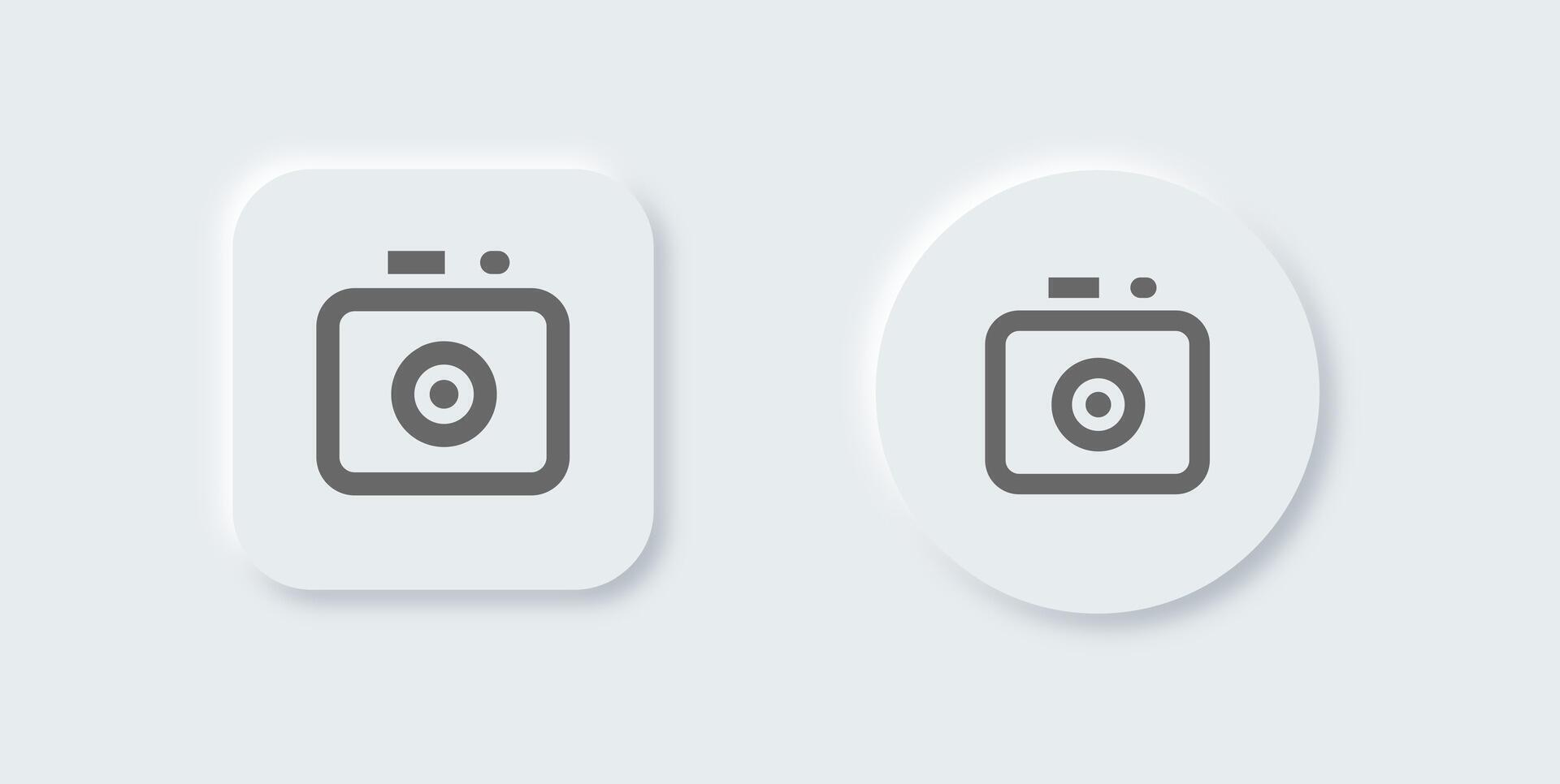 telecamera linea icona nel neomorfo design stile. catturare pulsanti segni vettore illustrazione.