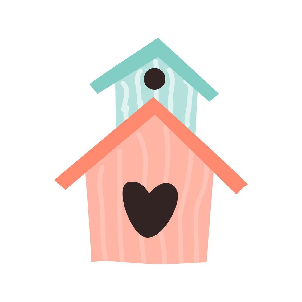 primavera birdhouse di legna - mano disegnato vettore illustrazione con 2 casetta per gli uccelli. vettore illustrazione può Usato per saluto carta, modello per striscione, cartolina.