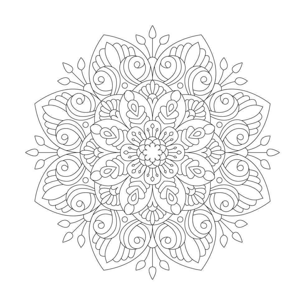 stilizzato mandala con lineare e floreale modello per colorazione libro pagina vettore