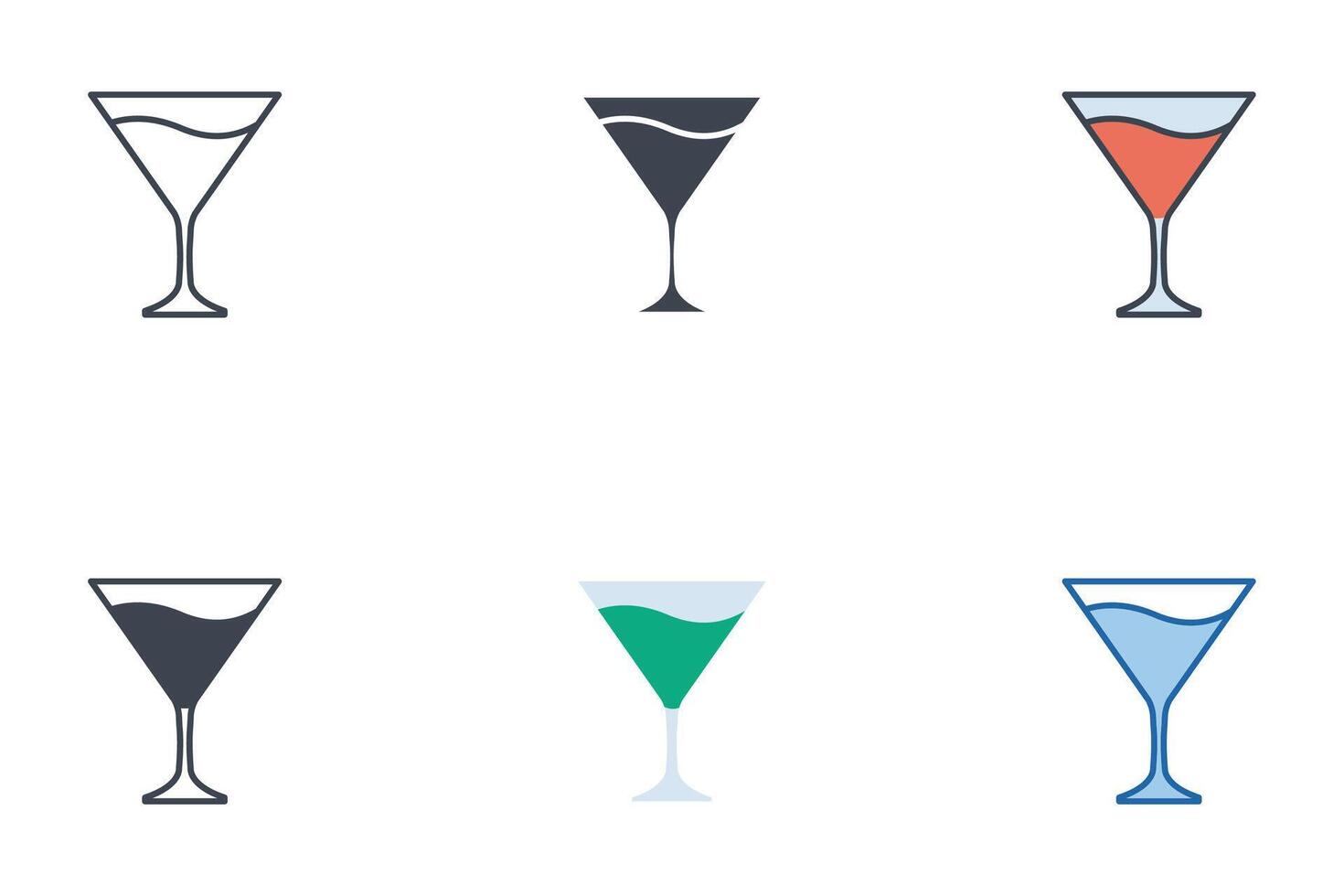 cocktail bicchiere icone con diverso stili. cocktail simbolo vettore illustrazione isolato su bianca sfondo