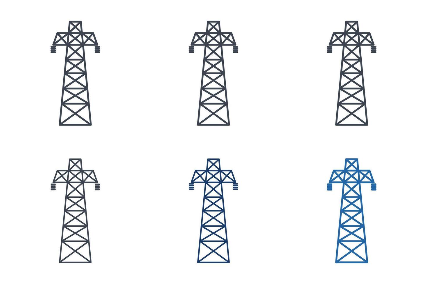 alto voltaggio energia icone con diverso stili. energia linea pilone simbolo vettore illustrazione isolato su bianca sfondo