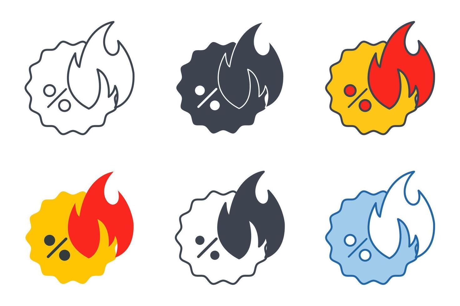 caldo affare icona collezione con diverso stili. fiammeggiante caldo affare simbolo vettore illustrazione isolato su bianca sfondo
