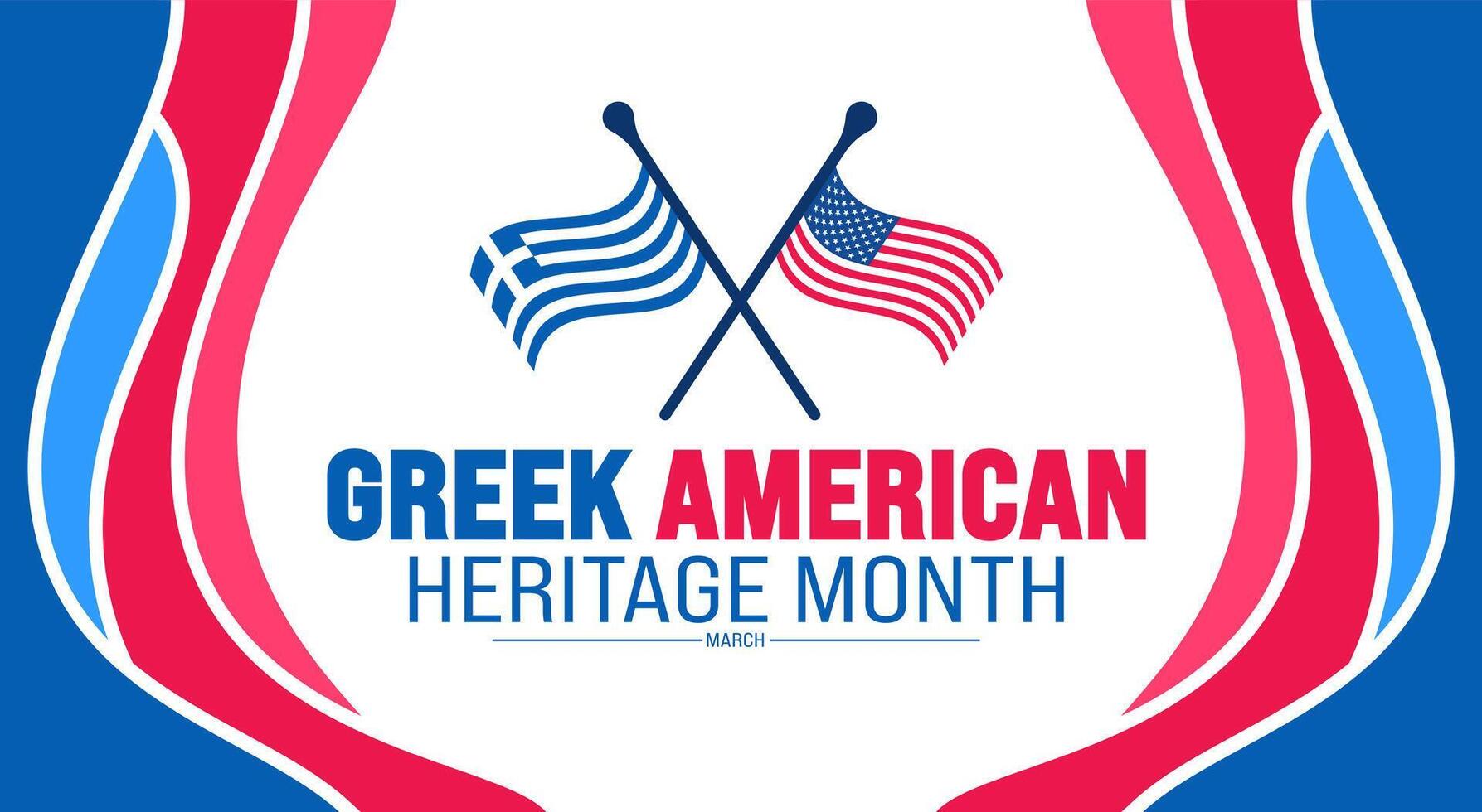marzo è greco americano eredità mese sfondo design modello con greco e Stati Uniti d'America bandiera concetto. uso per sfondo, striscione, cartello, carta, e manifesto design modello. vettore illustrazione.