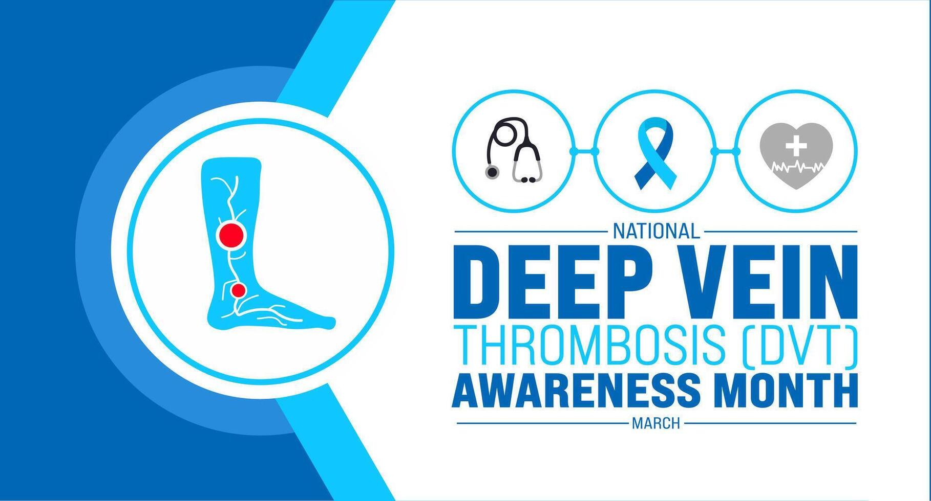 marzo è in profondità vena trombosi dvt prevenzione consapevolezza mese sfondo modello. vacanza concetto. uso per sfondo, striscione, cartello, carta, e manifesto design modello con testo iscrizione vettore