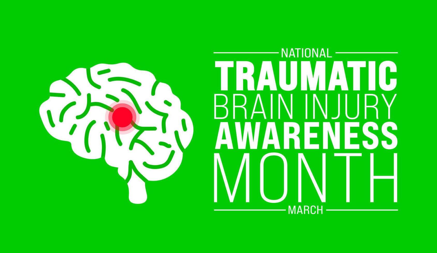 marzo è nazionale traumatico cervello infortunio consapevolezza mese sfondo modello. vacanza concetto. uso per sfondo, striscione, cartello, carta, e manifesto design modello con testo iscrizione vettore