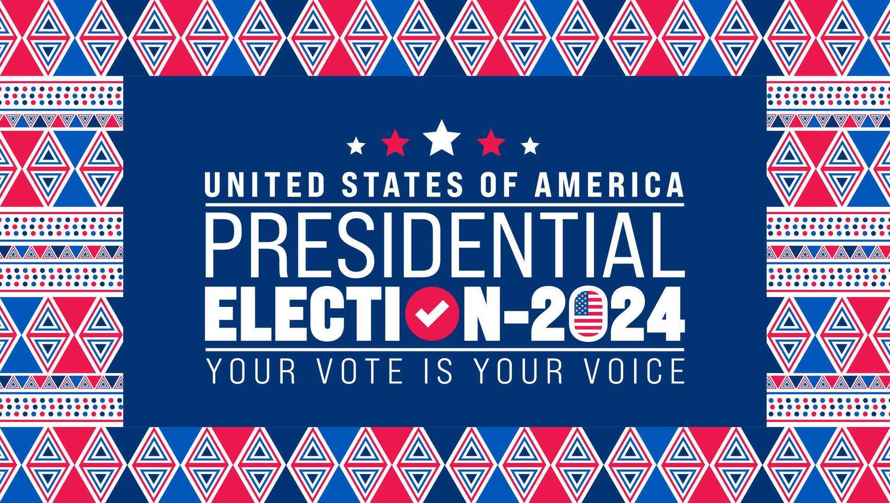 Stati Uniti d'America elezione 2024 sfondo design modello. Stati Uniti d'America bandiera 2024 presidenziale elezione bandiera design. noi presidenziale elezione voto manifesto. novembre 5 votazione giorno striscione. vettore illustrazione.