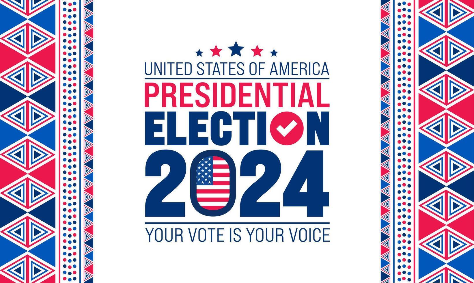 Stati Uniti d'America elezione 2024 sfondo design modello. Stati Uniti d'America bandiera 2024 presidenziale elezione bandiera design. noi presidenziale elezione voto manifesto. novembre 5 votazione giorno striscione. vettore illustrazione.