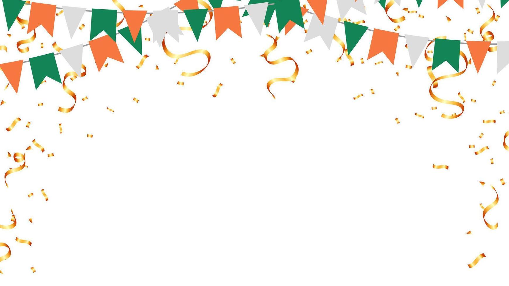 Irlanda colore concetto festa bandiere e coriandoli. celebrazione, compleanno. vettore illustrazione