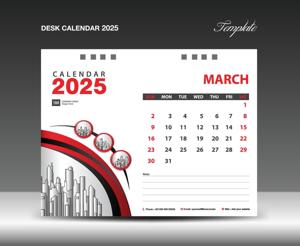 scrivania calendario 2025 modello con cerchio telaio può essere uso foto, marzo 2025 modello. parete calendario disegno, pianificatore, aziendale calendario 2025 creativo design modello, stampa, annuncio, vettore