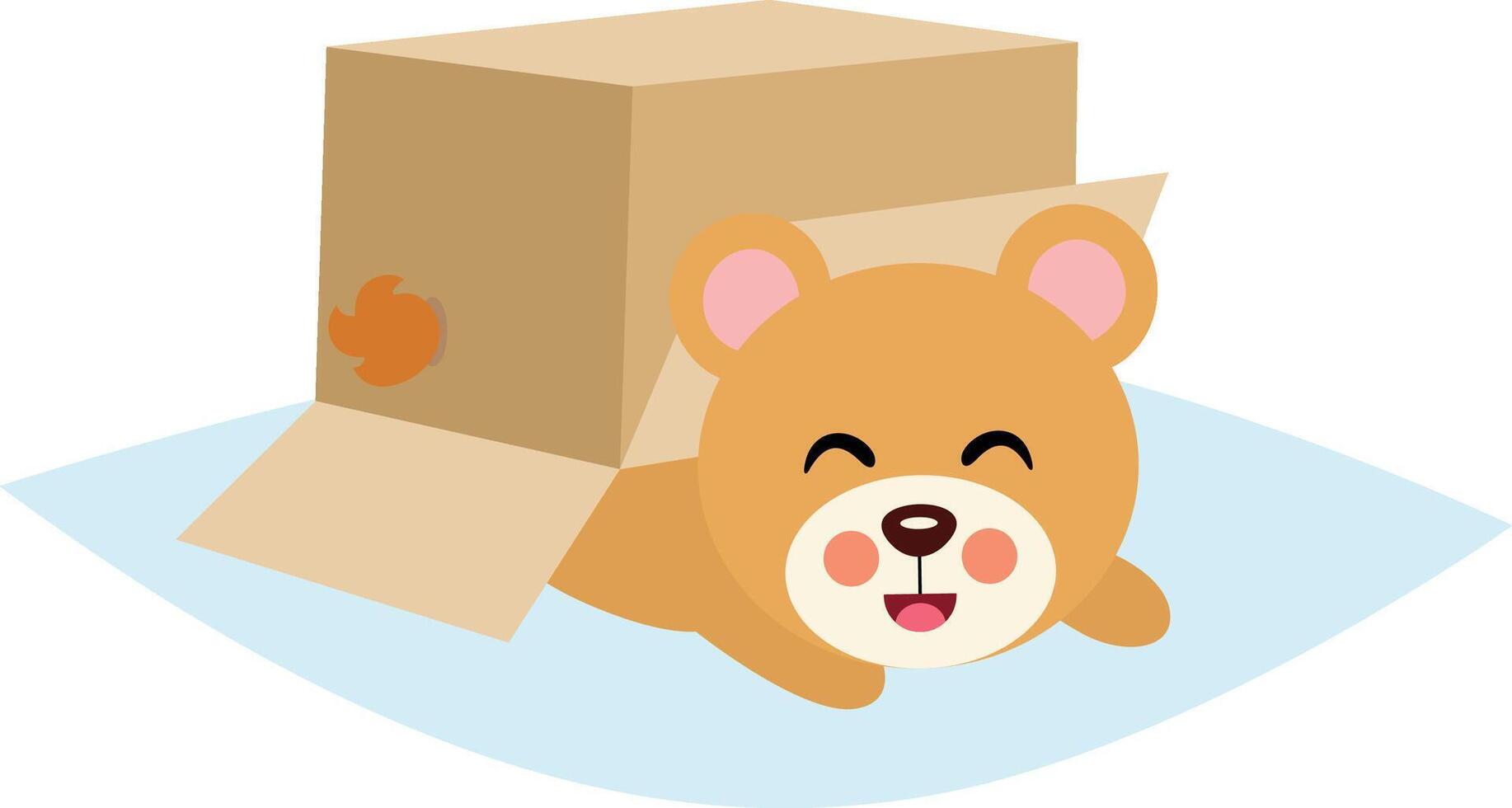 carino orsacchiotto orso sotto cartone scatola vettore