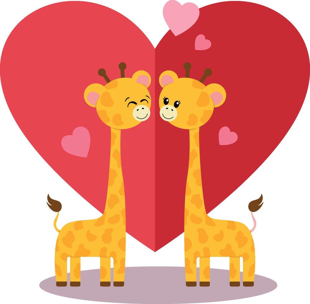 carino giraffa coppia nel amore vettore