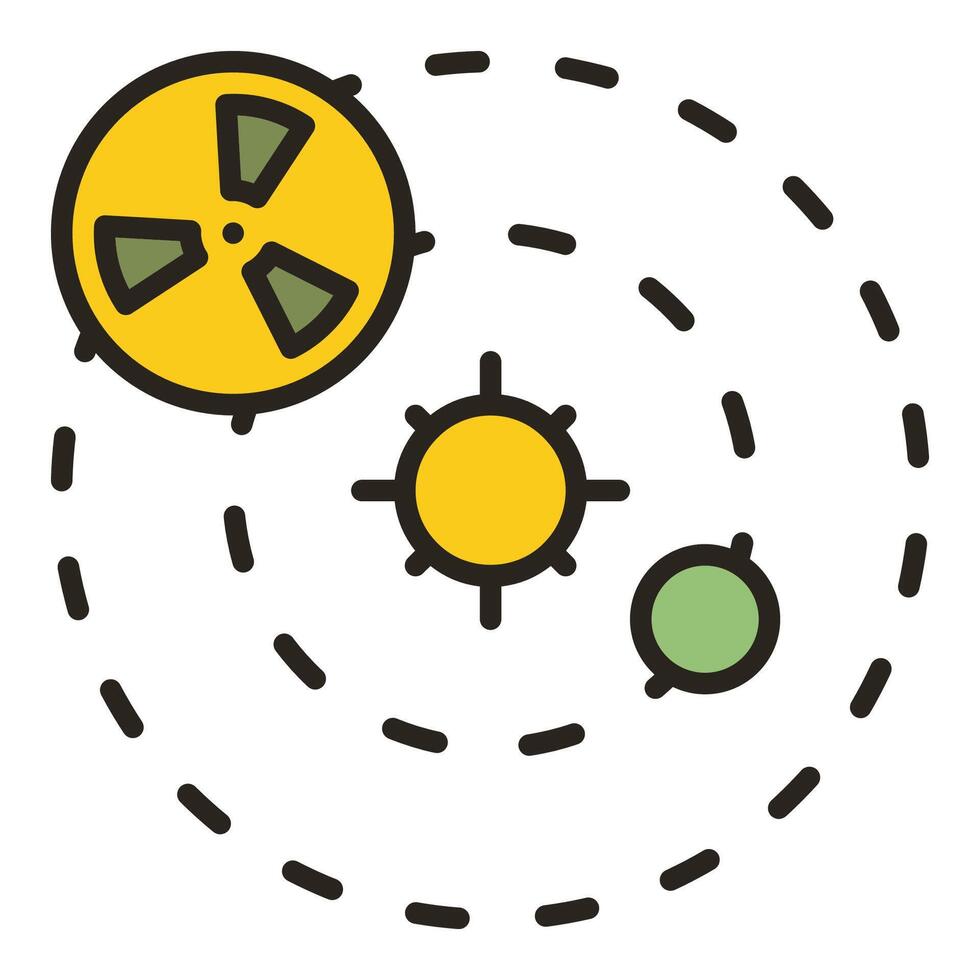 nucleare arma nel spazio con terra e sole vettore colorato icona o simbolo