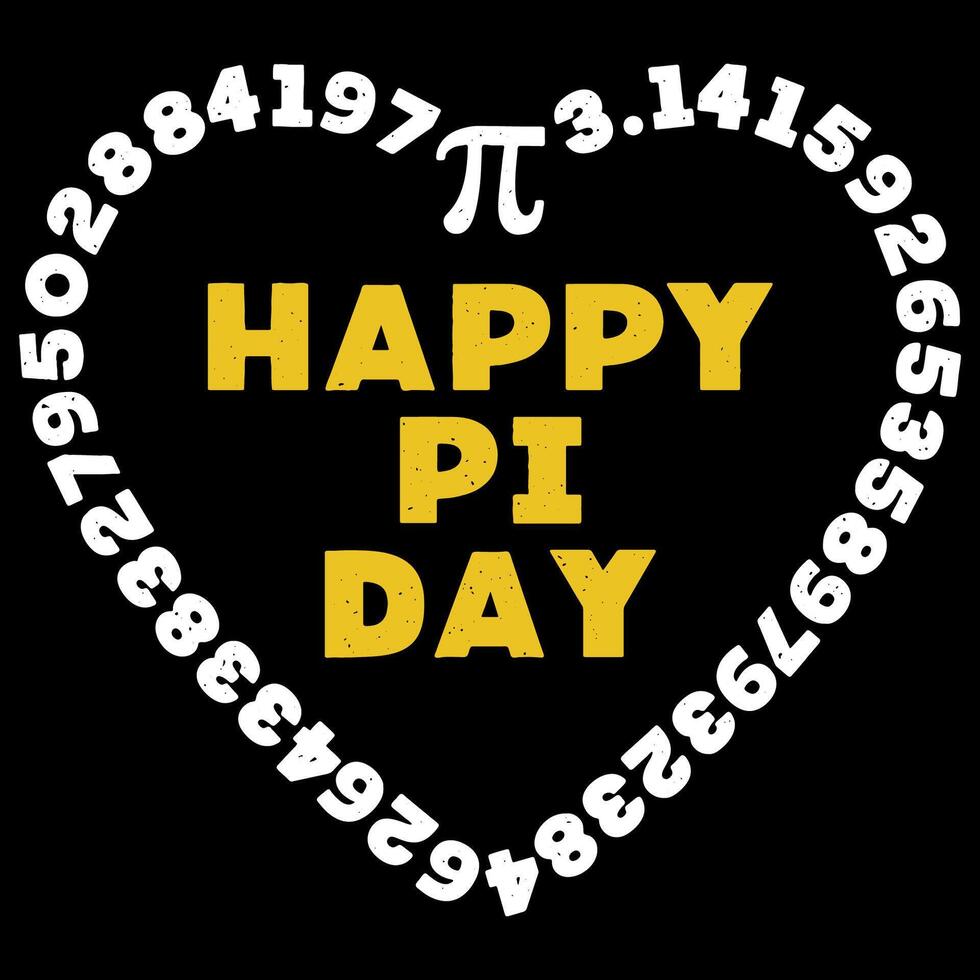 contento pi giorno pi numeri 3 14 nel cuore forma. marzo 14 vacanza vettore afflitto buio illustrazione