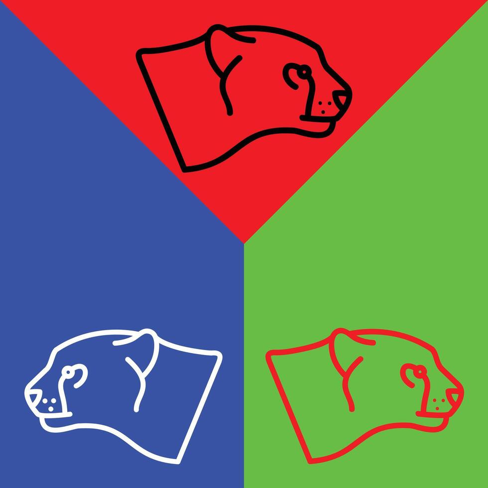 ghepardo vettore icona, diretto stile icona, a partire dal animale testa icone collezione, isolato su rosso, blu e verde sfondo.