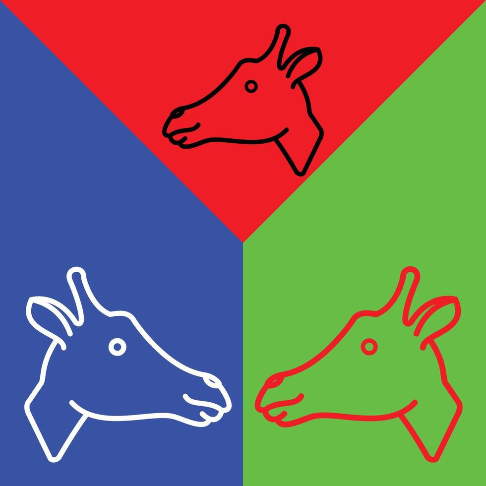 giraffa vettore icona, diretto stile icona, a partire dal animale testa icone collezione, isolato su rosso, blu e verde sfondo.