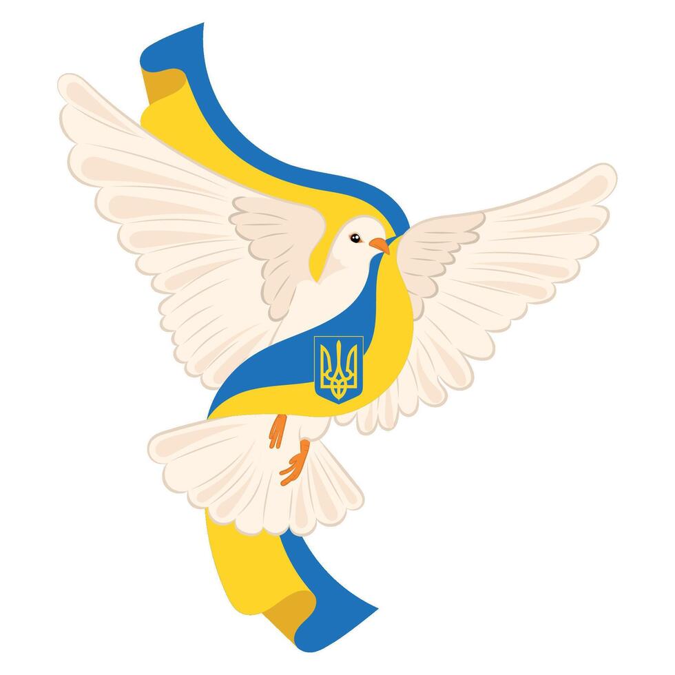 uccello di pace con bandiera di Ucraina vettore