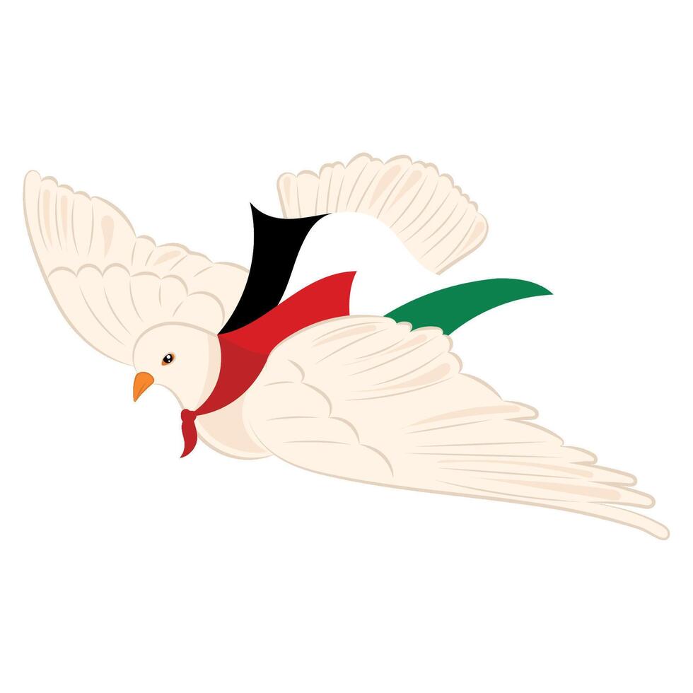 uccello di pace con bandiera di Palestina vettore