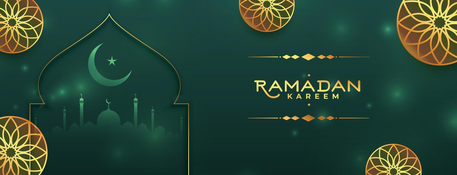 islamico Ramadan kareem decorativo bandiera benedizione saluto vettore