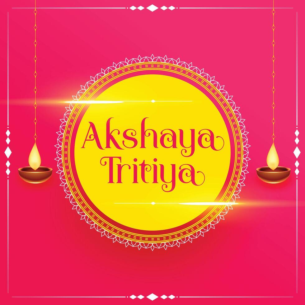 shubh akshaya tritiya auguri manifesto con diya design vettore