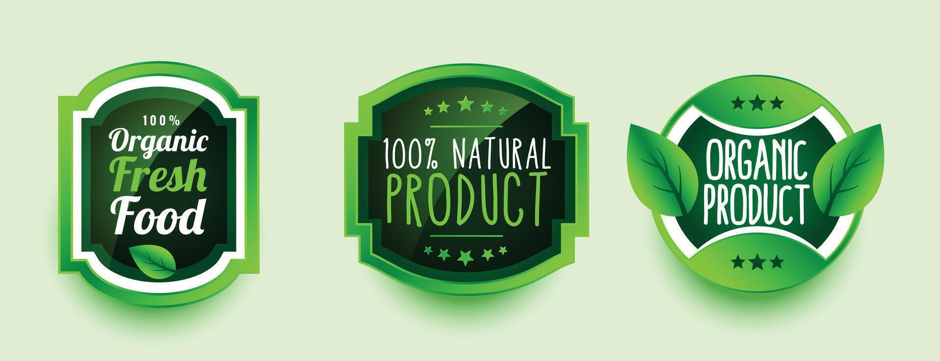 impostato di naturale e salutare azienda agricola fresco verde cibo etichetta o simbolo design vettore