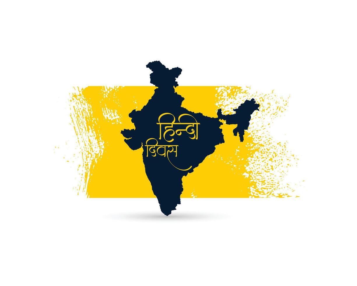 carta geografica di India con hindi diwas testo vettore