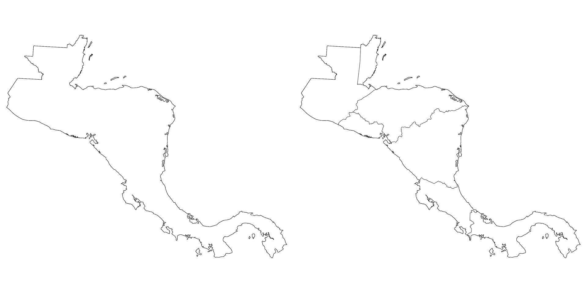 centrale America nazione carta geografica. carta geografica di centrale America nel impostato bianca colore vettore