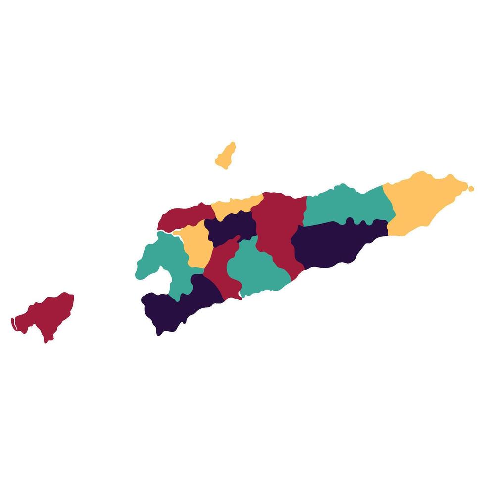 est timor carta geografica. carta geografica di Timor Est nel amministrativo province nel multicolore vettore
