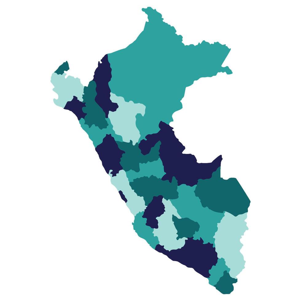 Perù carta geografica. carta geografica di Perù nel amministrativo province nel multicolore vettore