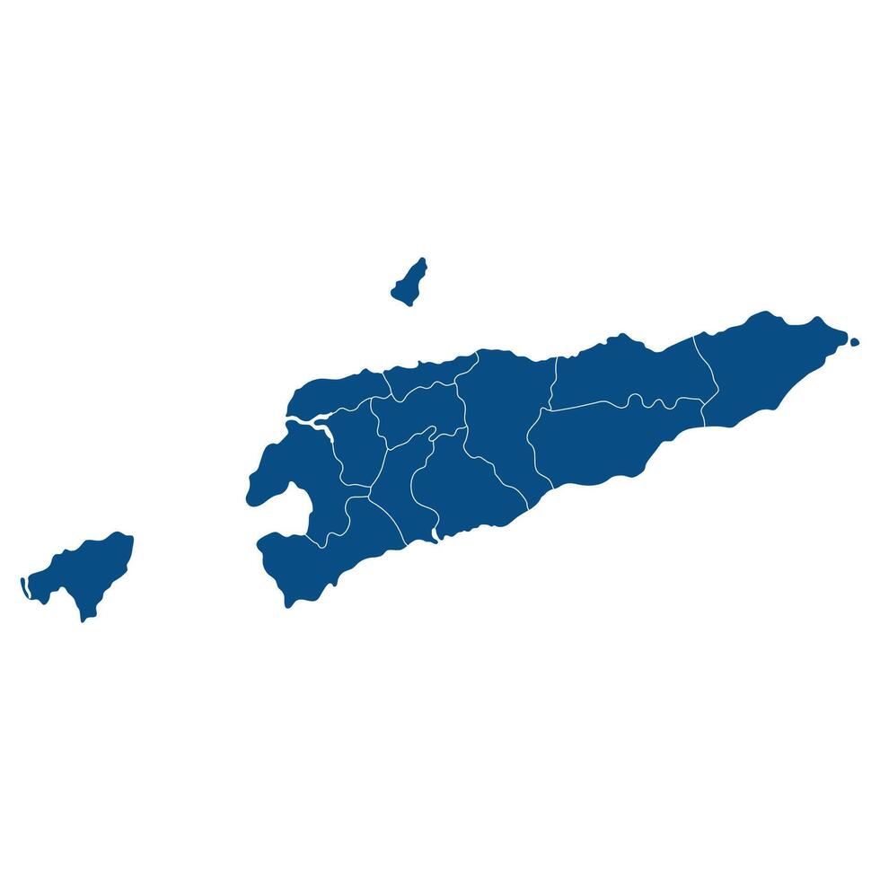 est timor carta geografica. carta geografica di Timor Est nel amministrativo province nel blu colore vettore