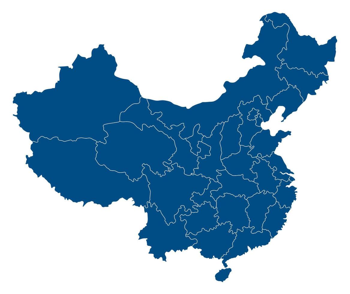 Cina carta geografica. carta geografica di Cina nel amministrativo province nel blu colore vettore