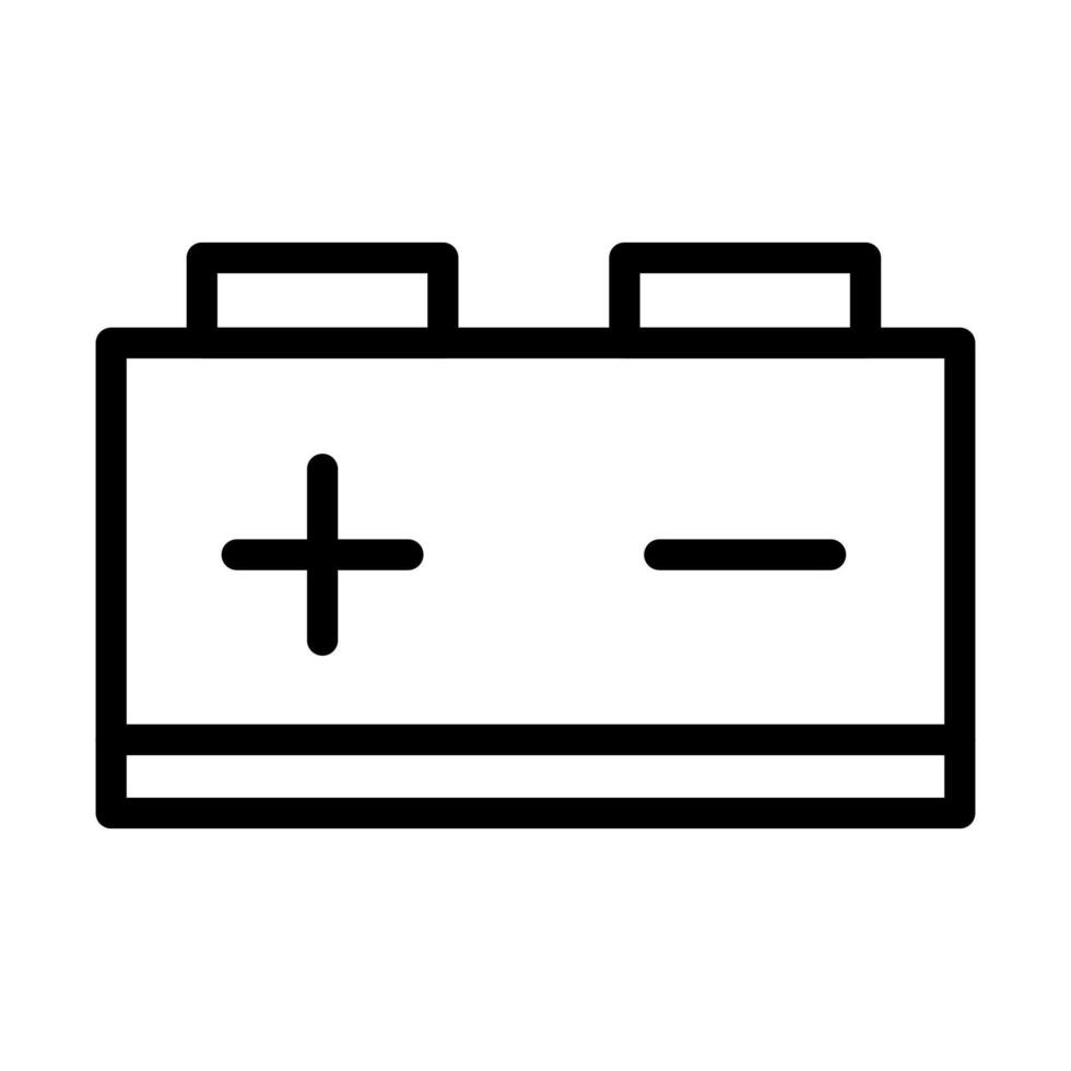 vettore nero linea icona auto batteria isolato su bianca sfondo