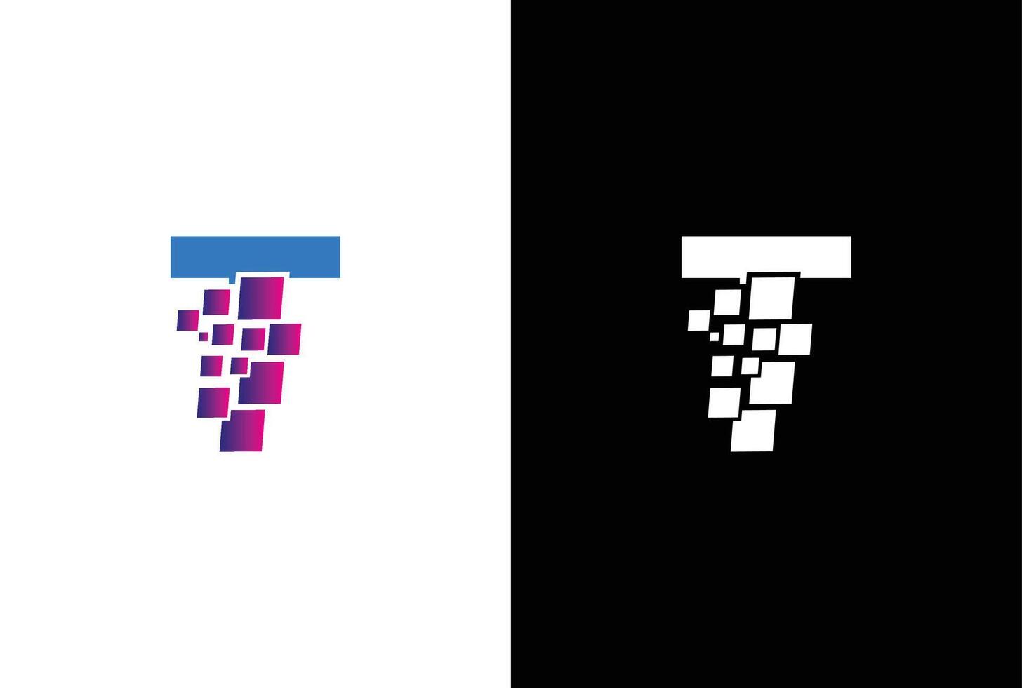 iniziale lettera t digitale pixel logo design modello elemento. lettera t pixel logo, triangolo, blu colore, tecnologia e digitale logotipo. vettore