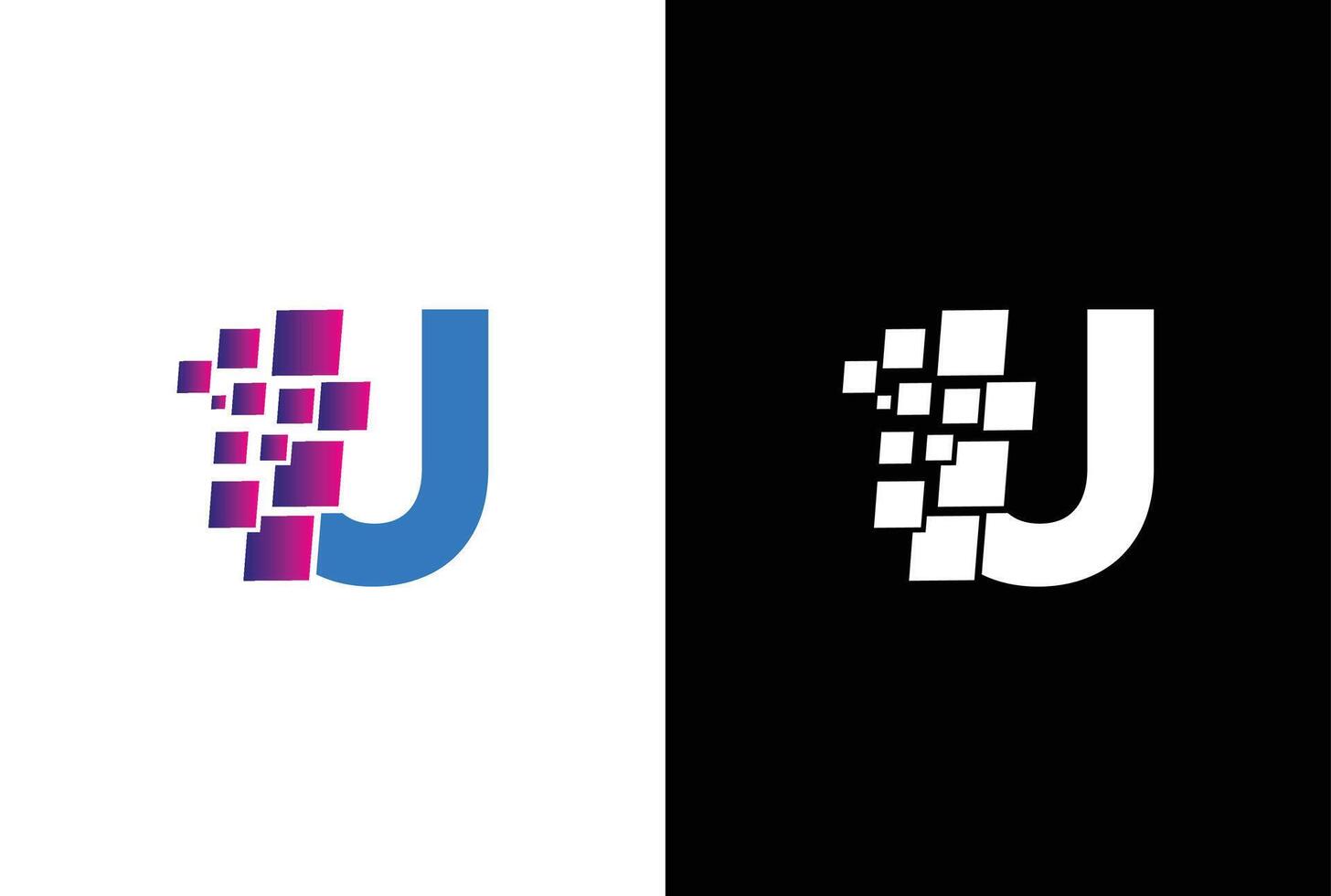 iniziale lettera u digitale pixel logo design modello elemento. lettera u pixel logo, triangolo, blu colore, tecnologia e digitale logotipo. vettore