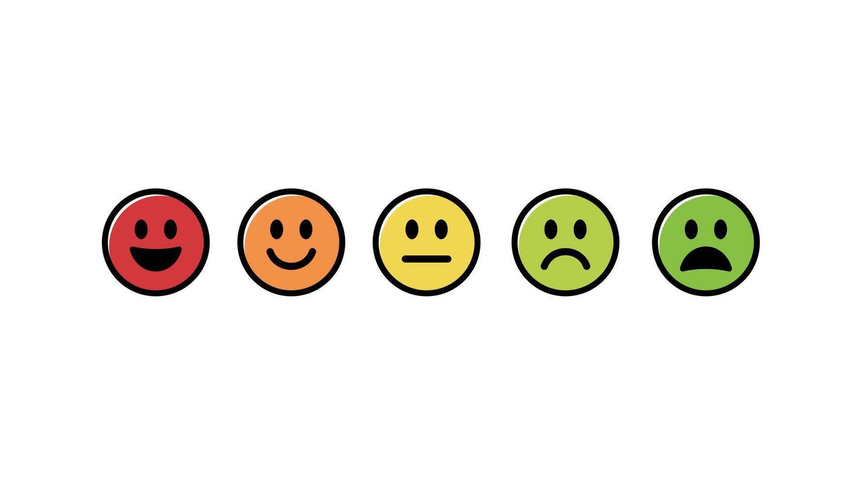 valutazione soddisfazione risposta emozioni smileys emoji. vettore
