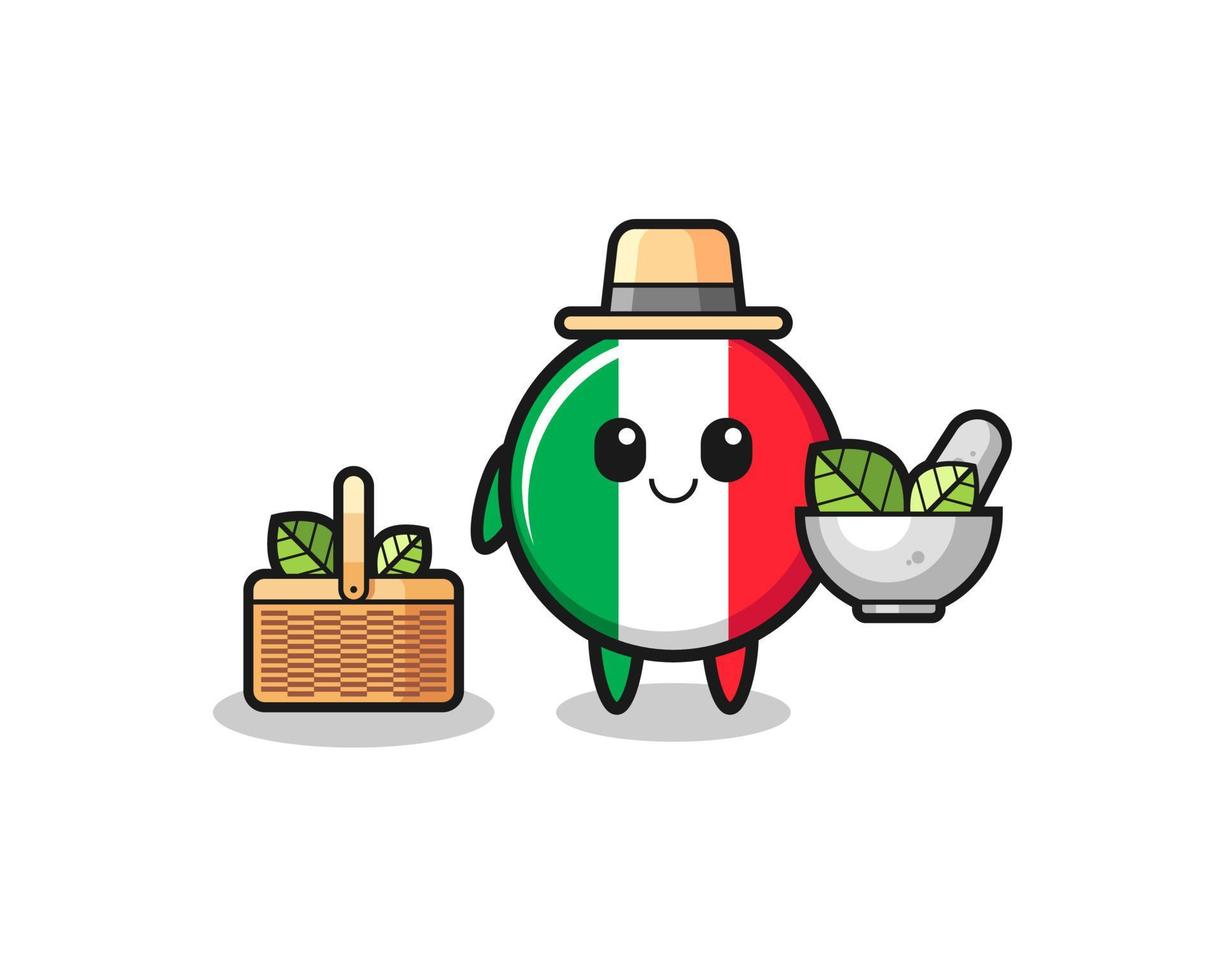 bandiera italia erborista simpatico cartone animato vettore