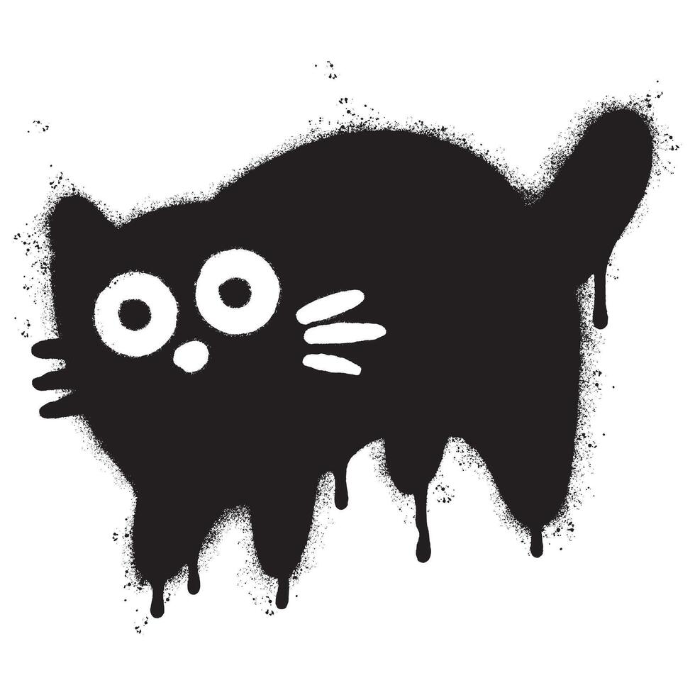 spray dipinto graffiti gatto icona parola spruzzato isolato con un' bianca sfondo. graffiti gattino cartello con al di sopra di spray nel nero al di sopra di bianca. vettore illustrazione.