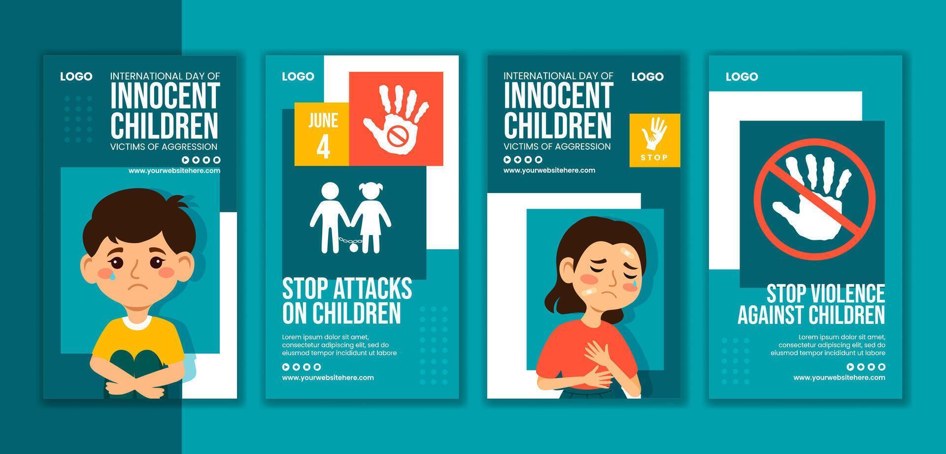 innocente bambini vittime di aggressione sociale media storie modelli sfondo illustrazione vettore