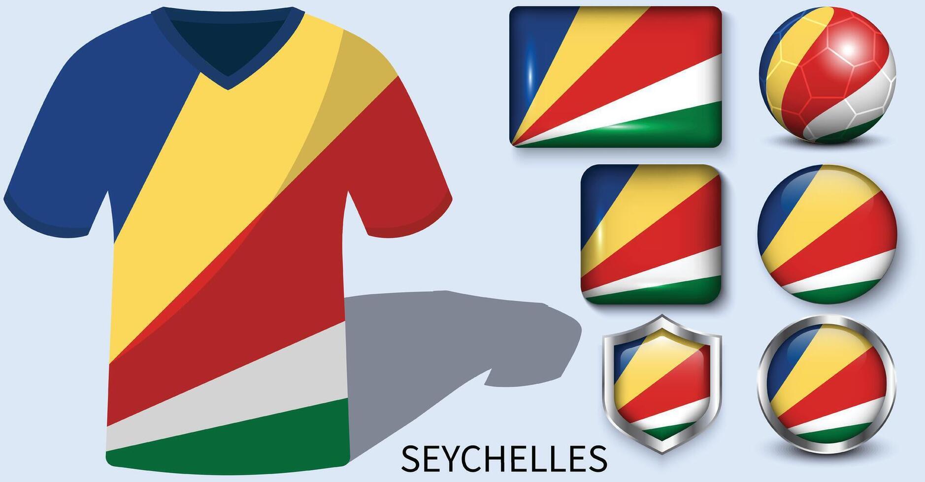 Seychelles bandiera collezione, calcio maglie di Seychelles vettore