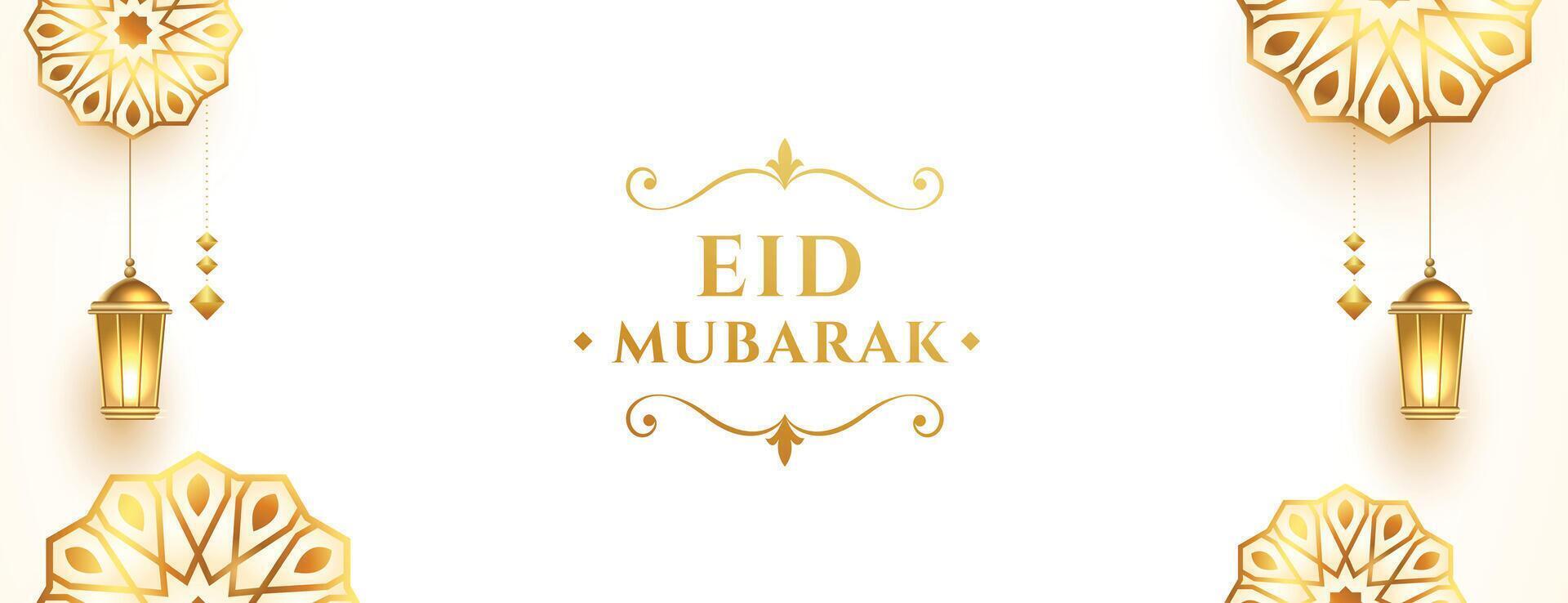 eid mubarak bellissimo d'oro bianca bandiera design vettore