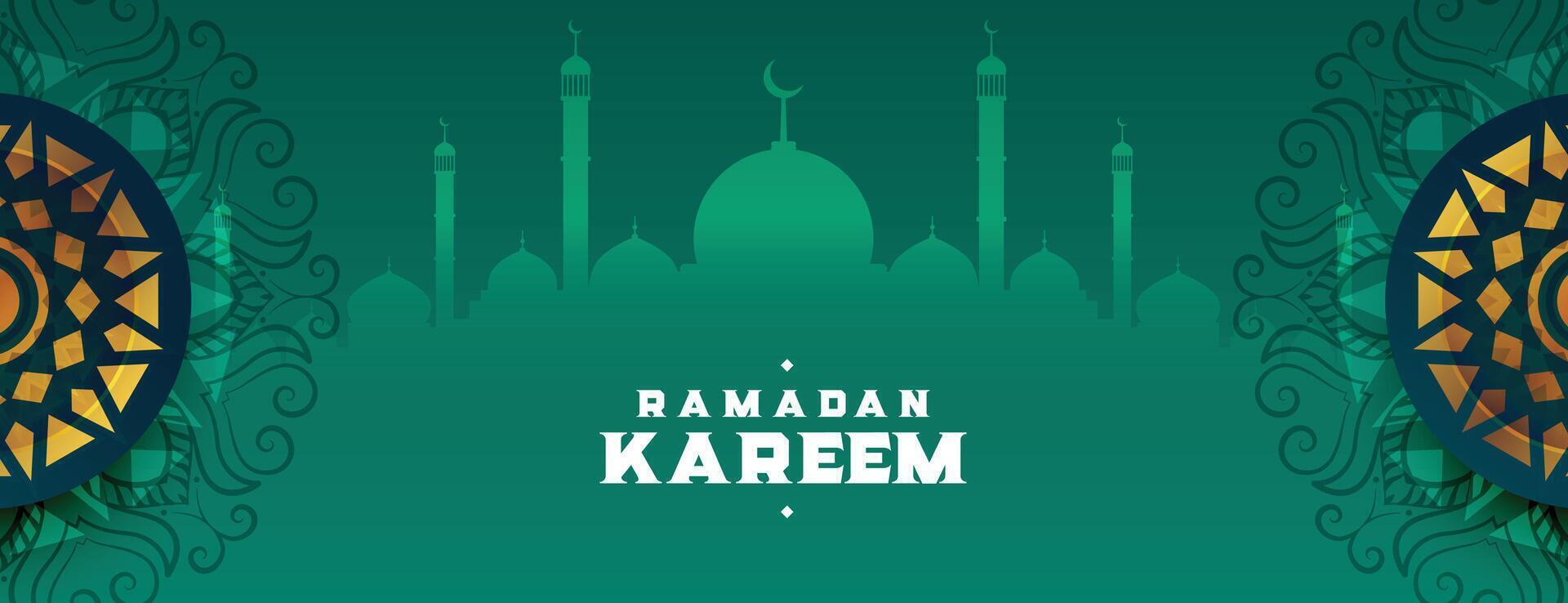 decorativo Ramadan kareem islamico bandiera con arabesco decorazione vettore