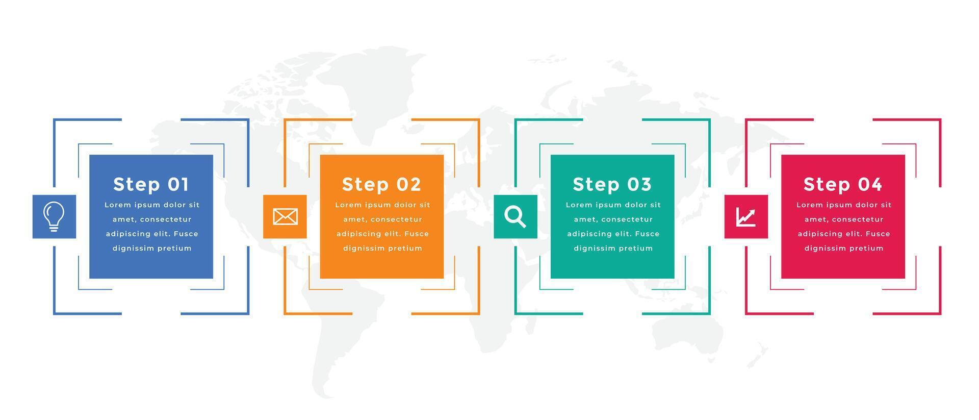 sequenza temporale quattro passaggi infografica modello design vettore